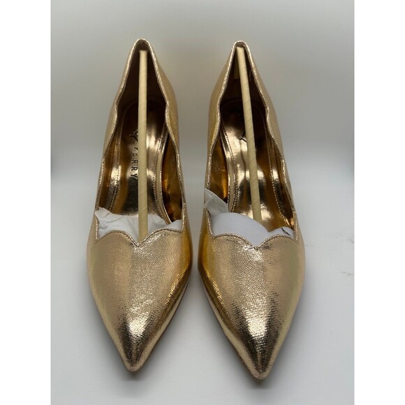 NIB Katy Perry “The Dina” Wavy Metallic Rose Gold Heels size 9.5 - Picture 1 of 7